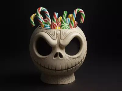 Jack Skull Planter Spooky Halloween Skull Pot Gothic Home  3D print model
