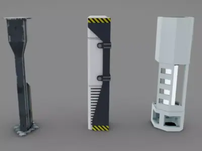 SciFi Columns Low-poly 3D model