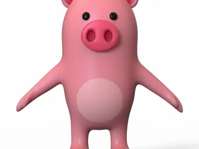 cartoon animals pack rigged Low-poly 3D model