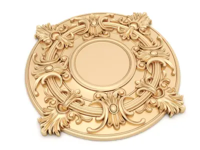 Rosette 1 gold ornate medallion 3D model