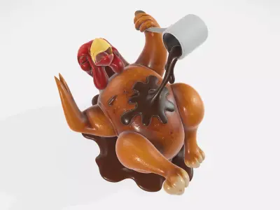 Funny Turkey Pouring Gravy 3D Print Model 3D print model