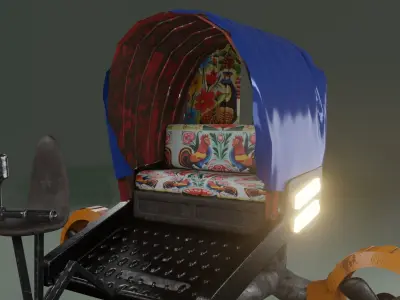 cyberpunk desi sci-fi vehicle 3d model with PBR texture 3D model