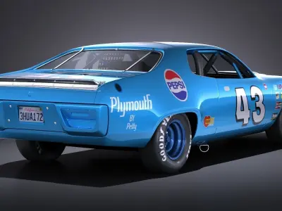 Plymouth Roadrunner NASCAR Richard Petty 1971 3D model