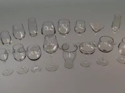 Wine Glass Collection - 16 3D Models 3D model