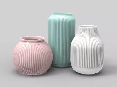 Flower vases - 3 colors 3D model