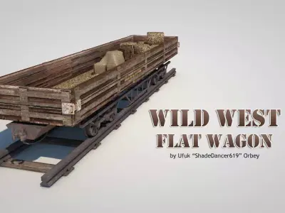 Wild West Flat Wagon 3D model