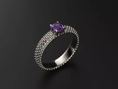 Ring 3D print model amethyst 3D print model