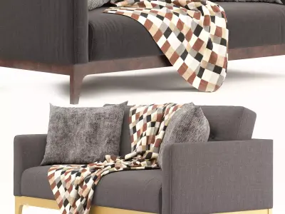 Calvers Sofa with pillows and blanket 3D model