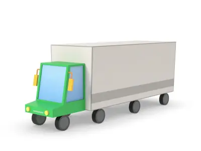 Truck lorry vehicle low poly simple cartoon Low-poly 3D model