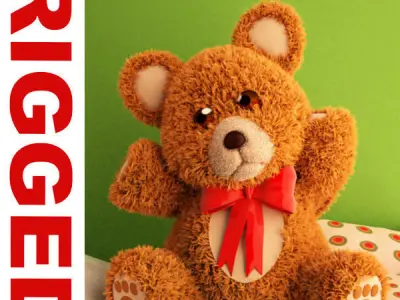 Teddy Bear cartoon rigged Low-poly 3D model