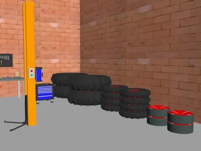 car workshop cartoon 3D model