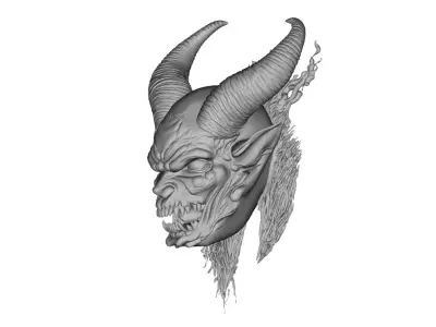 Horned Demon Head 3D Model for Jewelry Pendant Design 3D print model