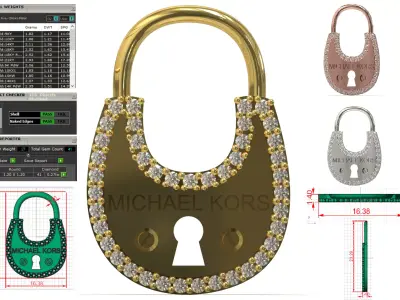 Diamond Padlock stl 3dm Pendant jp0359 3D print model