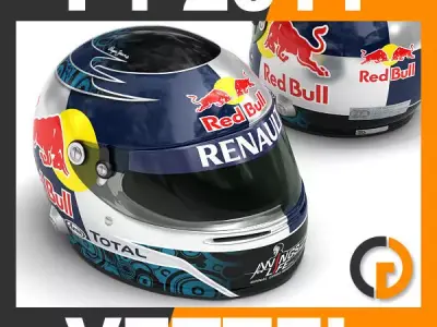 Helmet F1 2011 Sebastian Vettel 3D model