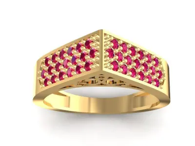 Geometric Pave Square Gemstone Ring for Men 1769 3D print model