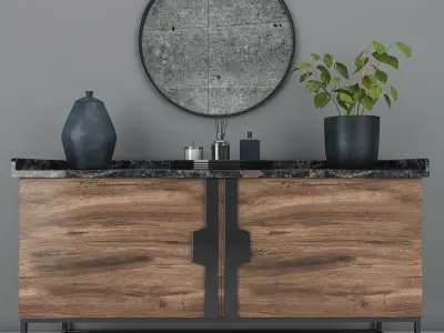 furniture composition  hallway and living room decorative set  3D model