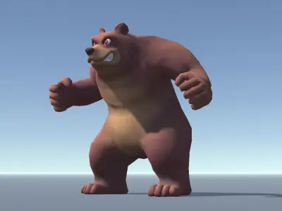 Lowpoly Stylized Bear Rigged and Animated for VR AR Games Low-poly 3D model