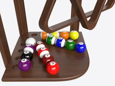 Billiard 10 Cue Corner Floor Rack Dark 3D model