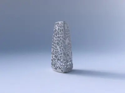 Vase curved tipping triangle with dense organic lattice 3D print model