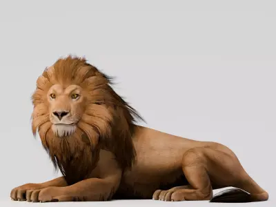 Realistic Animals Savannah - Lion Low-poly 3D model