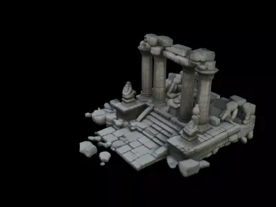 Ancient Collapsed Temple Ruins 3D model