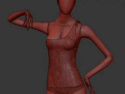 Girls Band Woman swimsuit One-shoulder 3D model