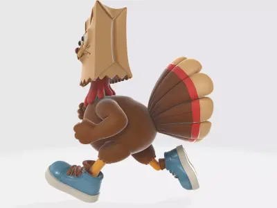 Funny Turkey Cat Hybrid Cartoon Figurine 3D Printed 3D print model