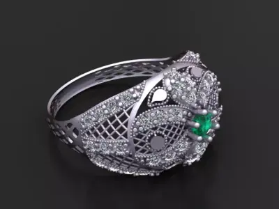  Luxury Diamond Emerald Ring 3d printable model  3D print model