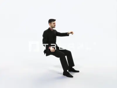 Posture 20C Driver Driving Sitting Elegant Business Man Low-poly 3D model