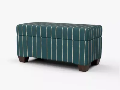 Pembroke storage bench indigo blue stripe Low-poly 3D model