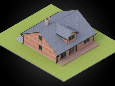 Residential style home fully modeled exterior architecture  3D model