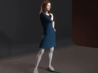 Realistic 3D Female Character  Fashionable Outfit and Pose Ready 3D model