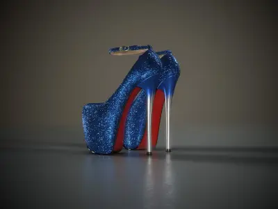 Stiletto Plateau Shoes Low-poly 3D model