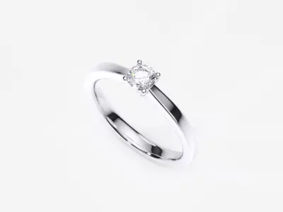 ZDR0197 solitaire diamond engagement ring gold 3D print model