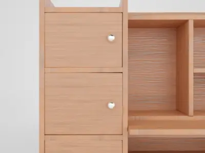 modern wooden study table design Low-poly 3D model