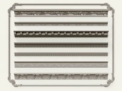 Classic carvings moldings and gypsum cornice 3 3D model