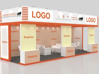Exhibition Stall 9X3 three Side open Low-poly 3D model