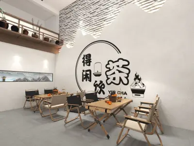 New Chinese style milk tea shop 3D model