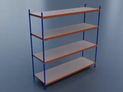 HEAVY DUTY BOLTLESS SHELVING-4Shelves 3D model