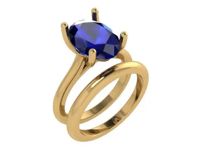 Oval Cut Solitaire Ring With Band 4127 3D print model