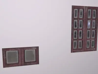 Shikumen Windows Low-poly 3D model