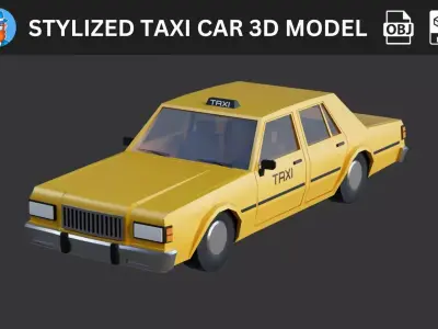 Stylized Taxi Car 3D Model 3D model