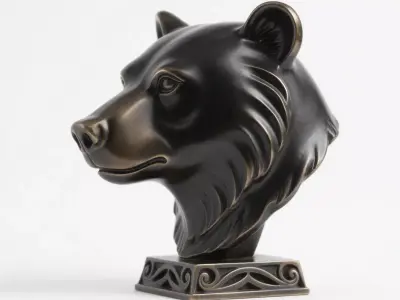 bear head sculpture 3D print model