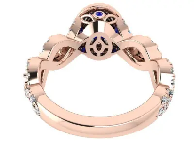 Oval Halo Twisted Ring 3433 3D print model
