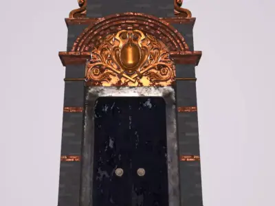 Classic Old Door Low-poly 3D model