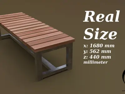 bench 10 4in1 - 4 Texture 1 Model Low-poly 3D model