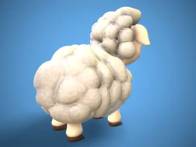 cartoon little sheep Low-poly 3D model