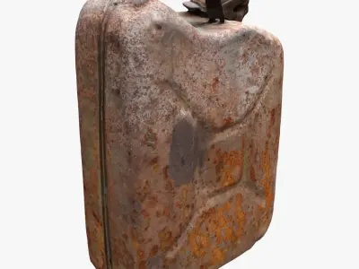 Old Green Rusty Gasoline Canister Low-poly 3D model