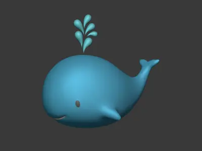 Cartoon Whale Low-poly 3D model