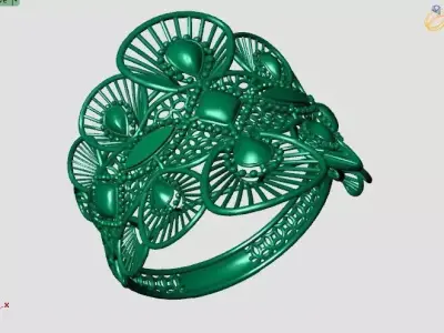 537 Teardrop Filigree Bloom Ring 2gm 3D print model